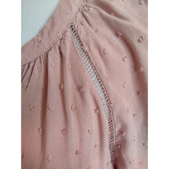Perch by Blu Pepper Blouse Dusty Pink Swiss Dot Flouncy Flowy Long Sleeve 1XL - Picture 4 of 11